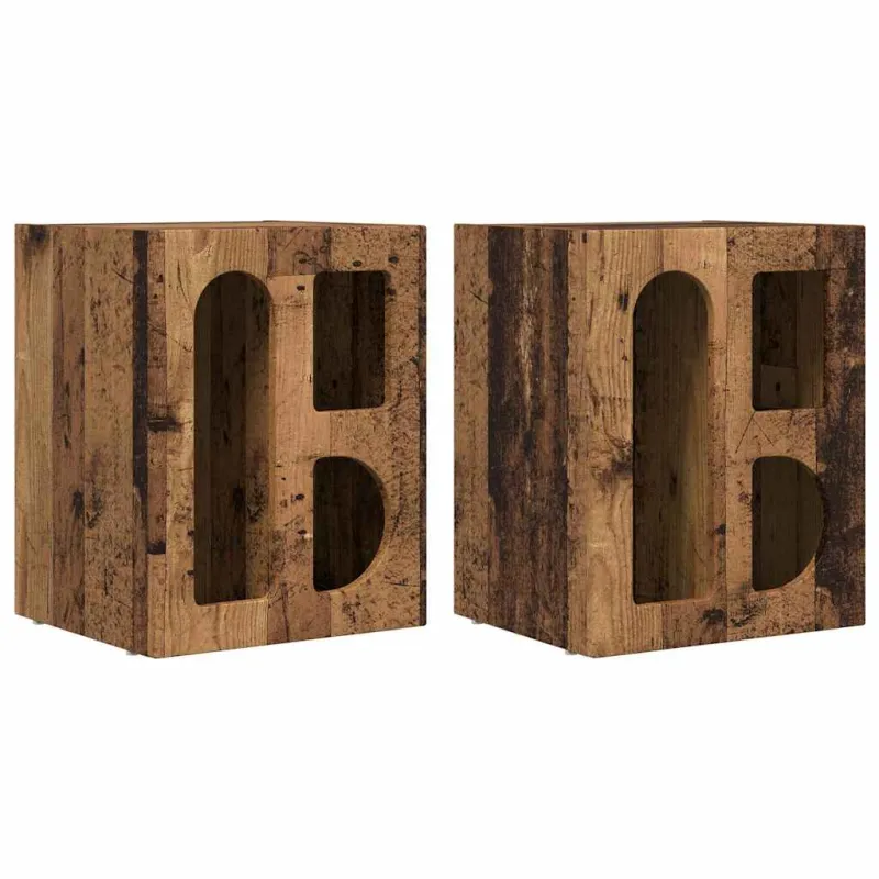 Naktinis staliukas 2 pcs Senas medis 40 x 35 x 50 cm