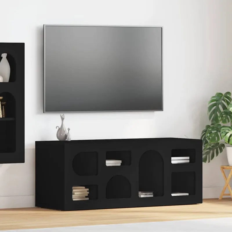 Televizoriaus spintelė Juoda 100 x 35 x 40 cm Apdirbta mediena
