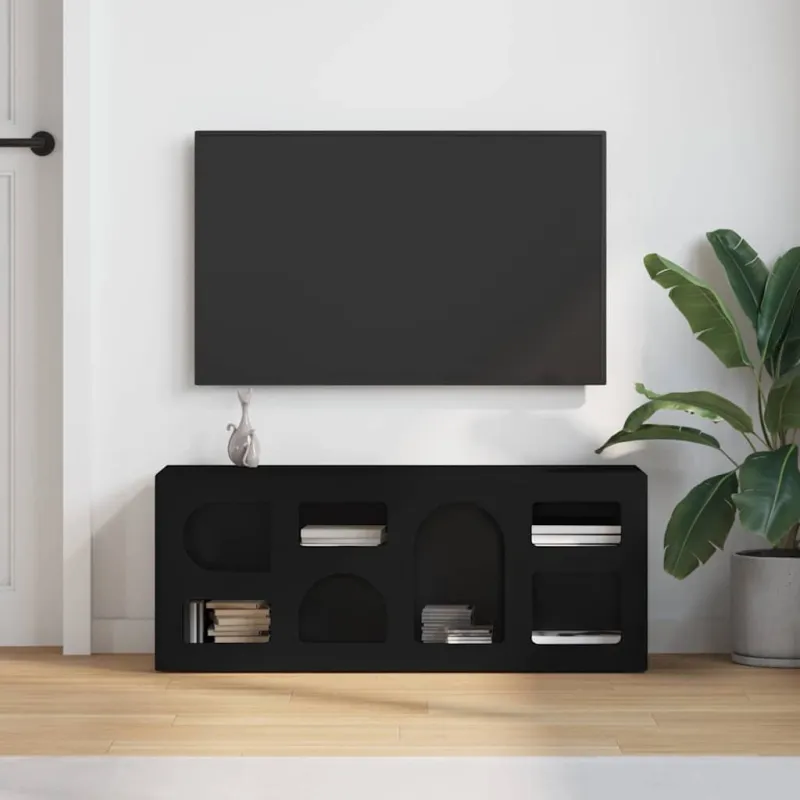 Televizoriaus spintelė Juoda 100 x 35 x 40 cm Apdirbta mediena