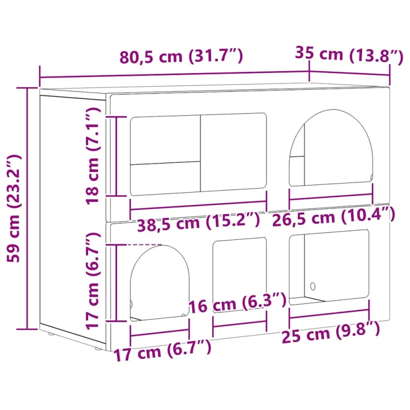 Kabalas Betono pilka 80.5 x 35 x 59 cm Apdirbta mediena