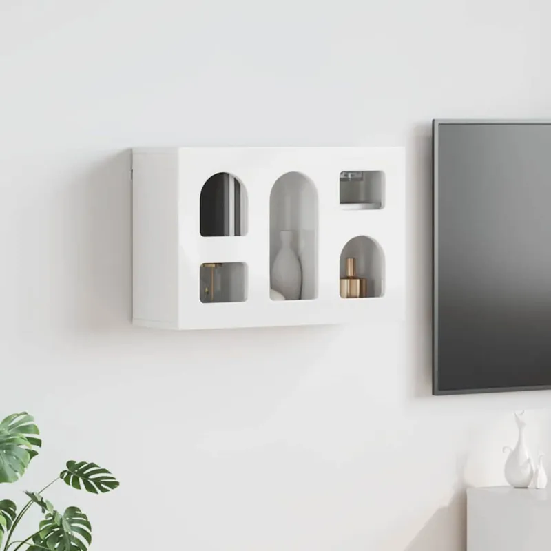 Pakabinama spintelė Aukštai blizganti balta 60 x 20 x 40 cm