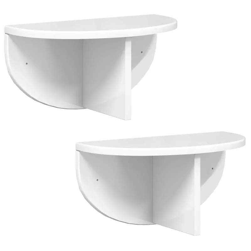 Sieninė lentyna 2 pcs Aukštai blizganti balta 38 x 19 x 19 cm