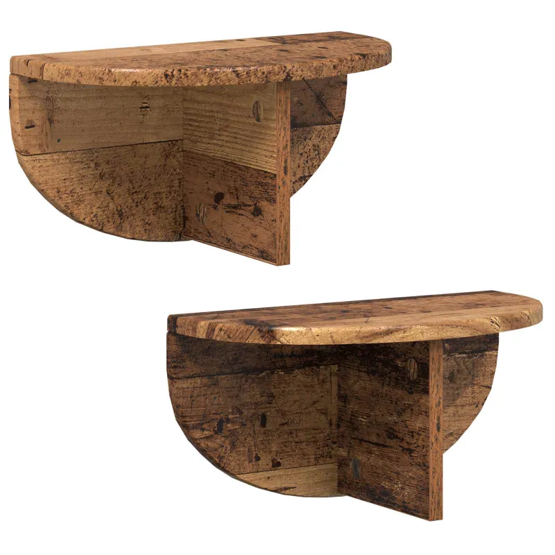 Sieninė lentyna 2 pcs Senas medis 38 x 19 x 19 cm