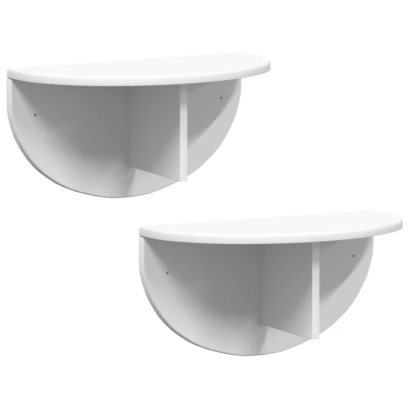 Sieninė lentyna 2 pcs Balta 48 x 24 x 24 cm Apdirbta mediena