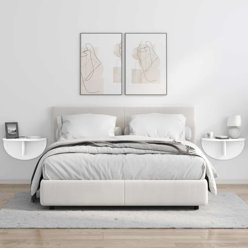 Sieninė lentyna 2 pcs Balta 48 x 24 x 24 cm Apdirbta mediena