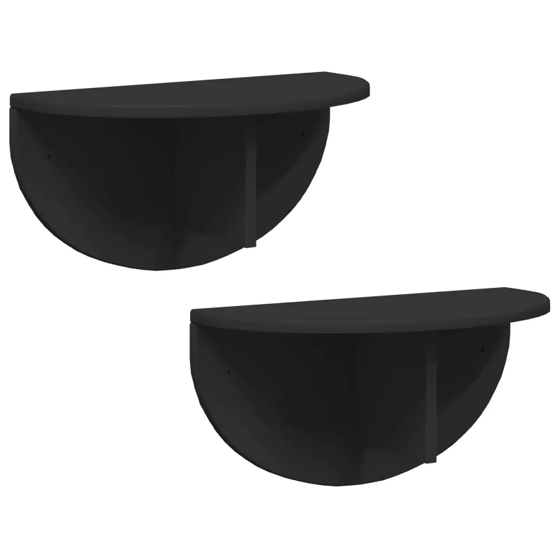 Sieninė lentyna 2 pcs Juoda 48 x 24 x 24 cm Apdirbta mediena