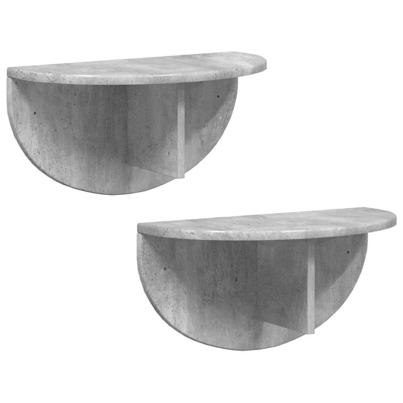Sieninė lentyna 2 pcs Betono pilka 48 x 24 x 24 cm