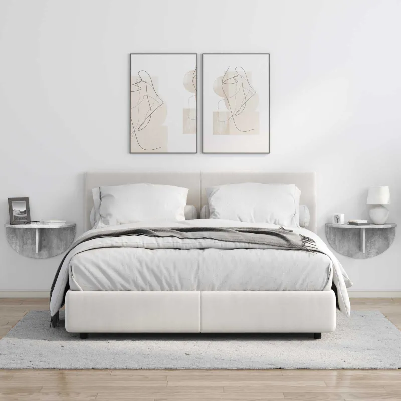 Sieninė lentyna 2 pcs Betono pilka 48 x 24 x 24 cm