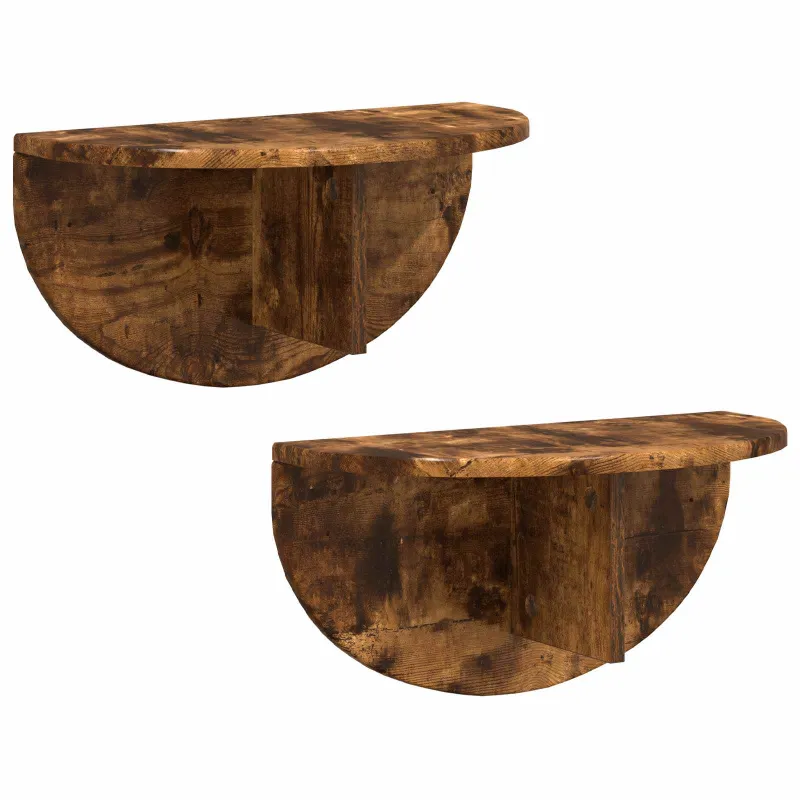 Sieninė lentyna 2 pcs Rūkyta ąžuolas 48 x 24 x 24 cm