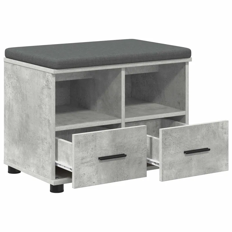 Koridoriaus suolas su pagalve Betono Pilka 60 x 38 x 46 cm