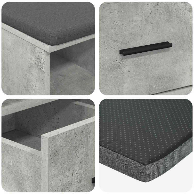 Koridoriaus suolas su pagalve Betono Pilka 60 x 38 x 46 cm