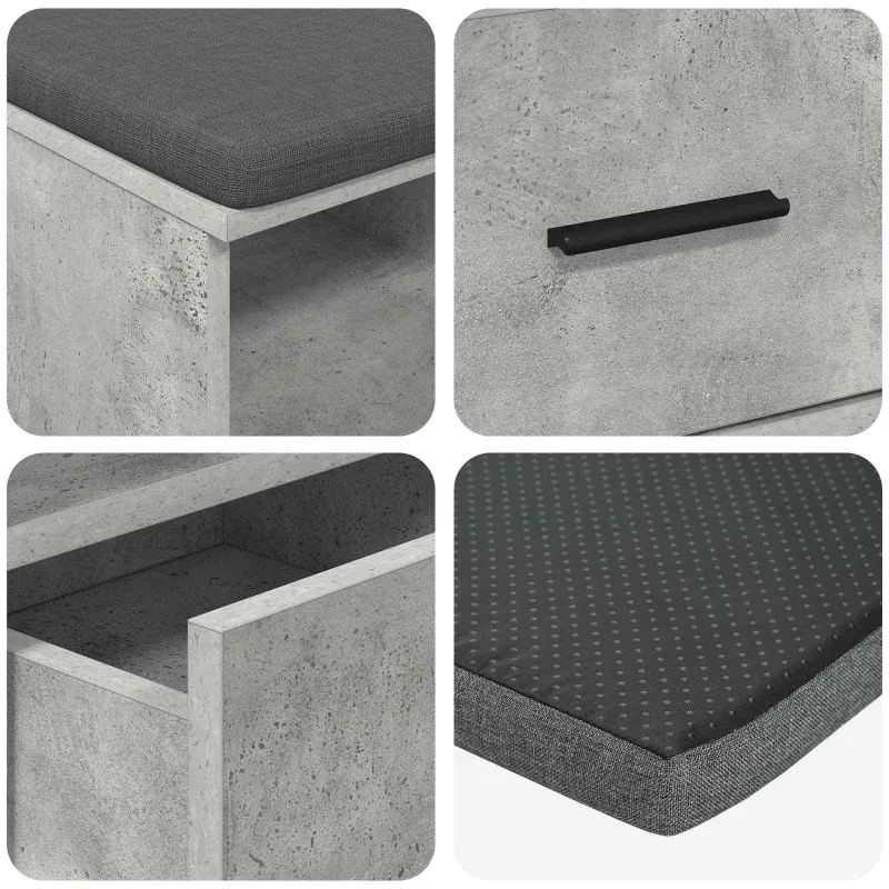 Koridoriaus suolas su pagalve Betono Pilka 80 x 38 x 46 cm