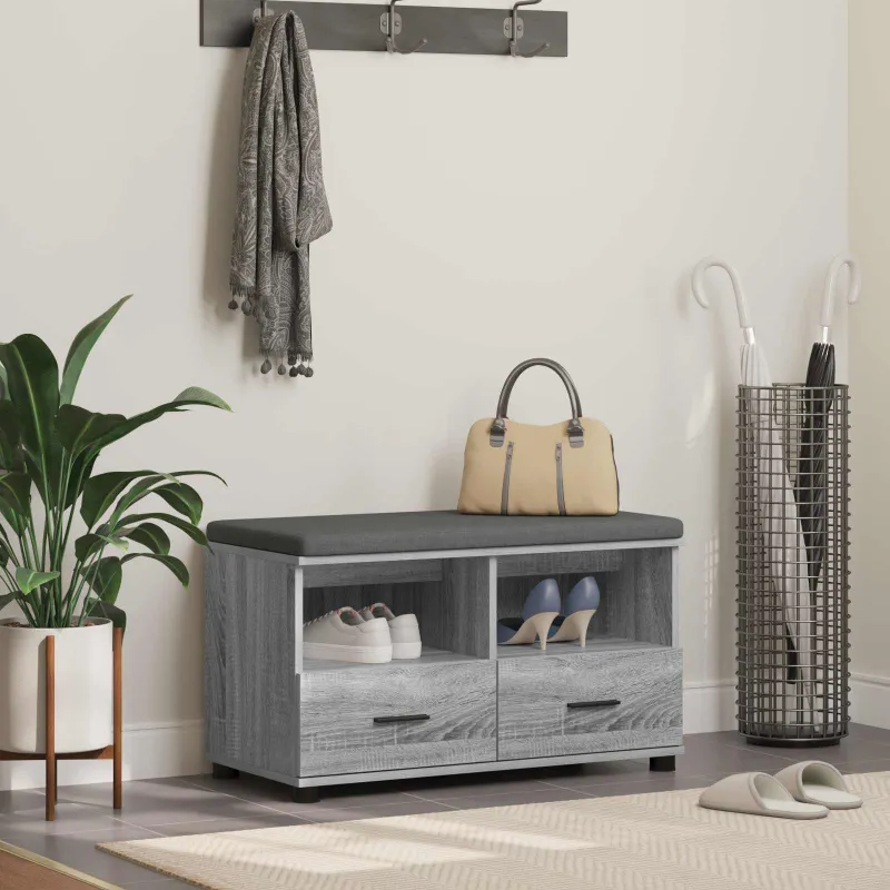 Koridoriaus suolas su pagalve Pilka Sonoma 80 x 38 x 46 cm