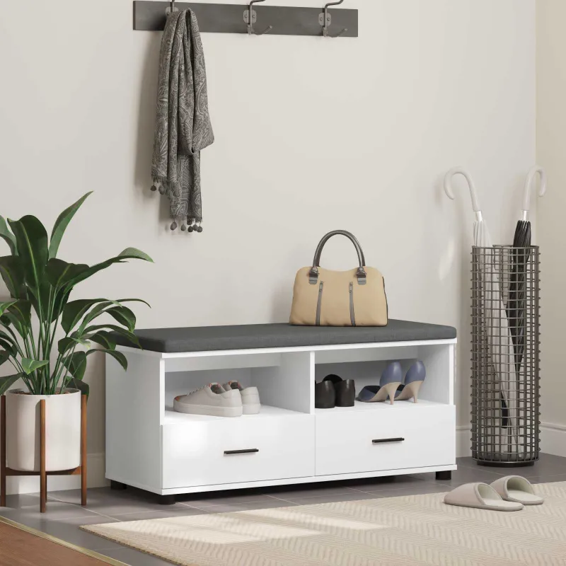 Koridoriaus suolas su pagalve Baltas 100 x 38 x 46 cm