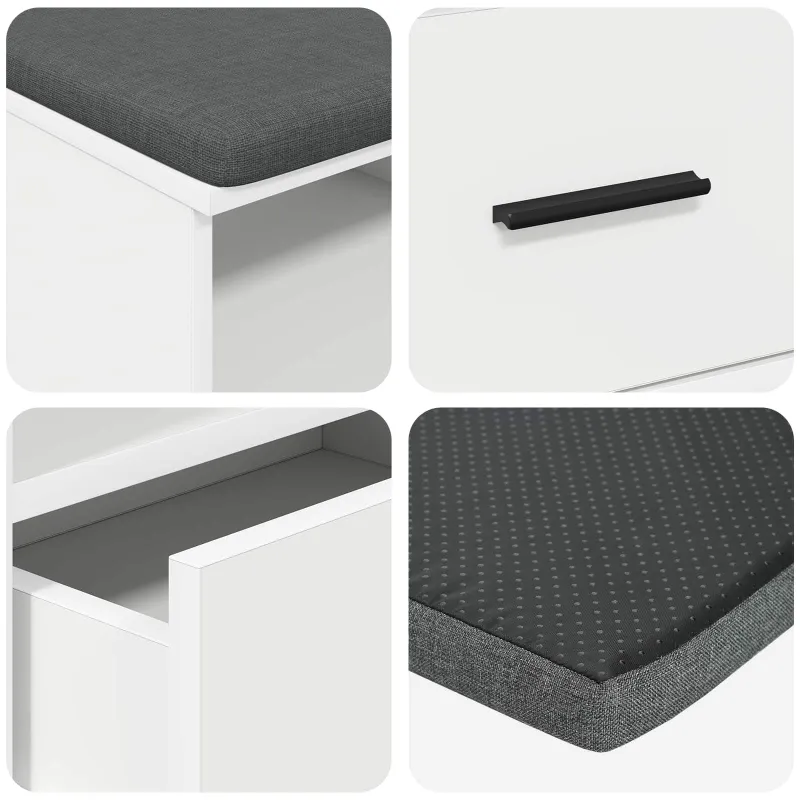 Koridoriaus suolas su pagalve Baltas 100 x 38 x 46 cm