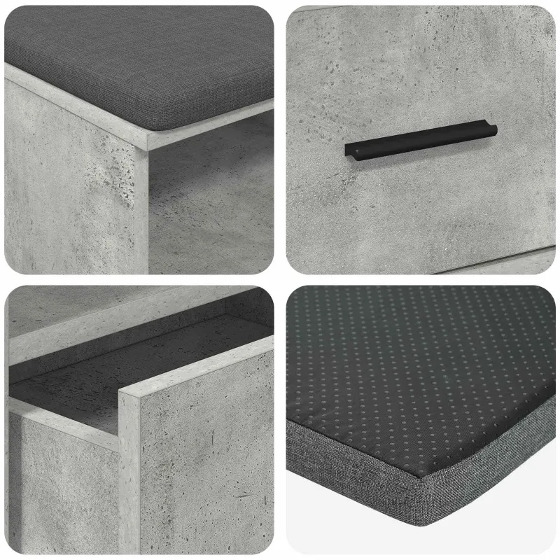 Koridoriaus suolas su pagalve Betono Pilka 100 x 38 x 46 cm