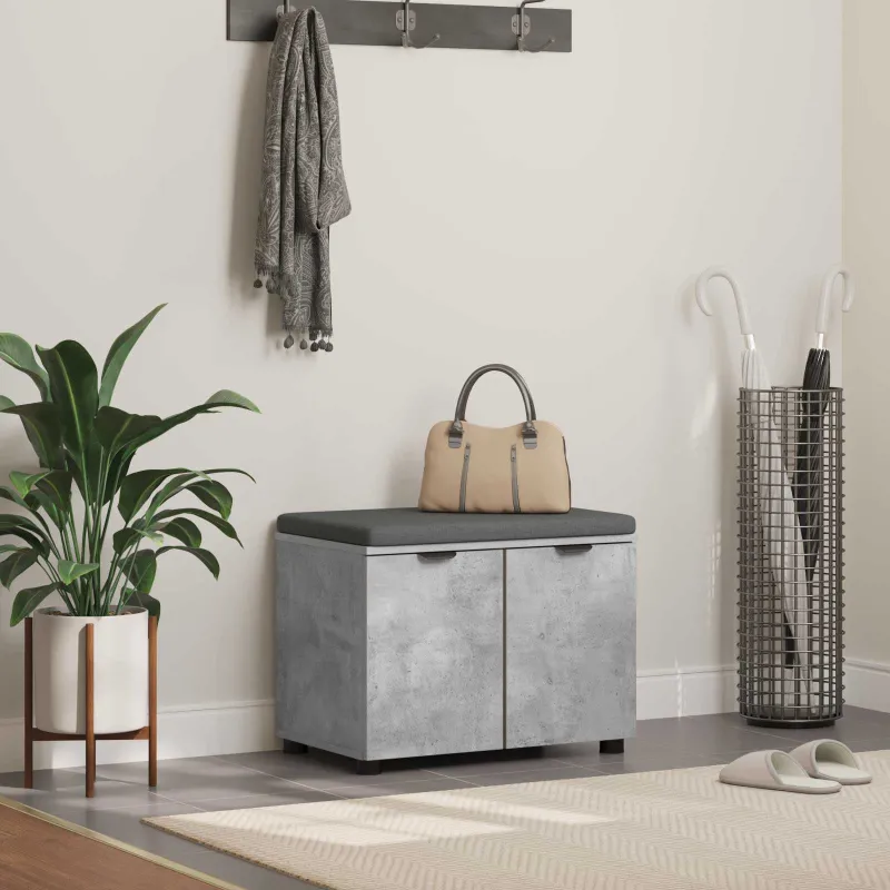 Koridoriaus suolas su pagalve Betono Pilka 60 x 38 x 46 cm