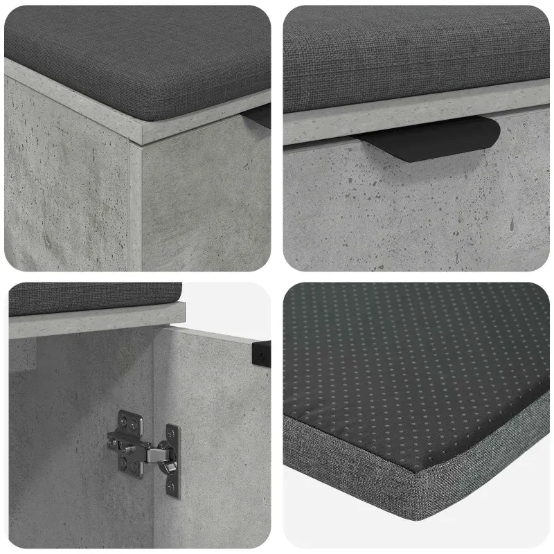 Koridoriaus suolas su pagalve Betono Pilka 60 x 38 x 46 cm