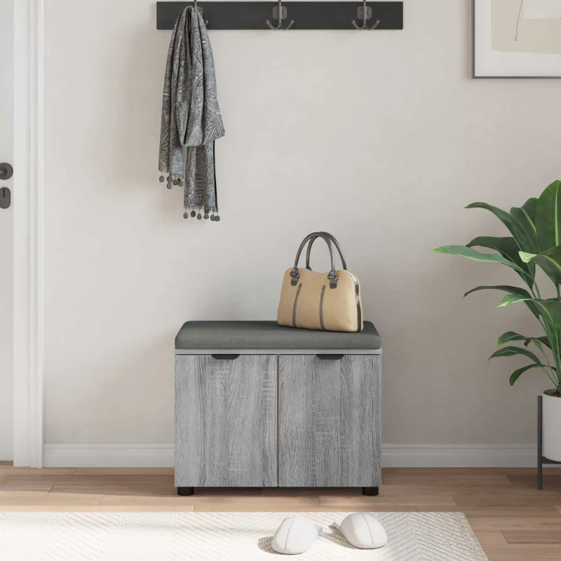 Koridoriaus suolas su pagalve Pilka Sonoma 60 x 38 x 46 cm