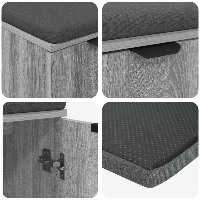 Koridoriaus suolas su pagalve Pilka Sonoma 60 x 38 x 46 cm