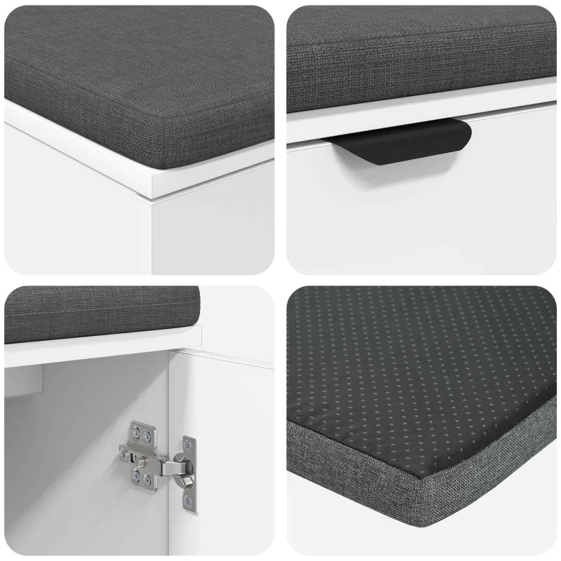 Koridoriaus suolas su pagalve su lentyna Baltas 80 x 38 x 46 cm