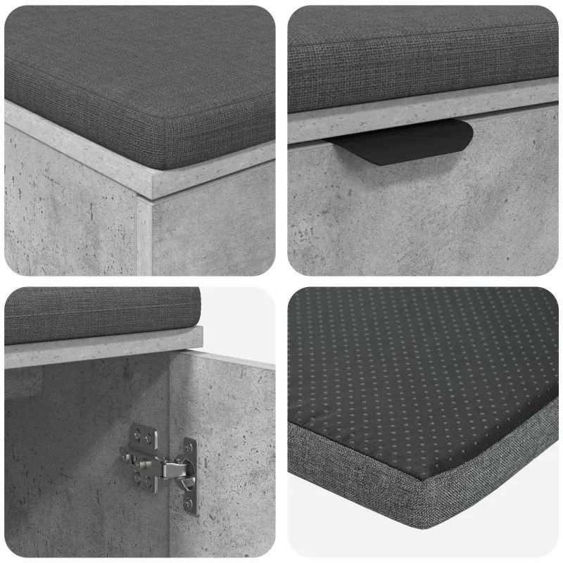 Koridoriaus suolas su pagalve Betono Pilka 80 x 38 x 46 cm