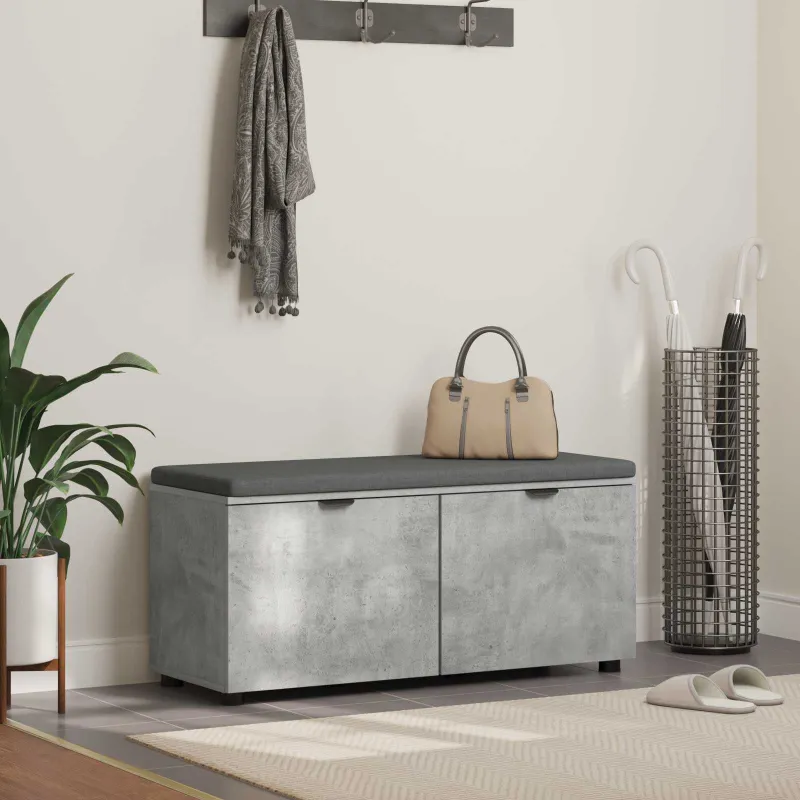 Koridoriaus suolas su pagalve Betono Pilka 100 x 38 x 46 cm