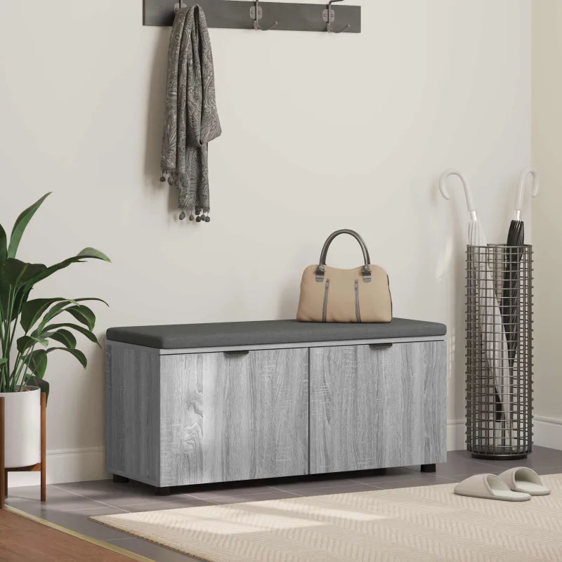 Koridoriaus suolas su pagalve Pilka Sonoma 100 x 38 x 46 cm