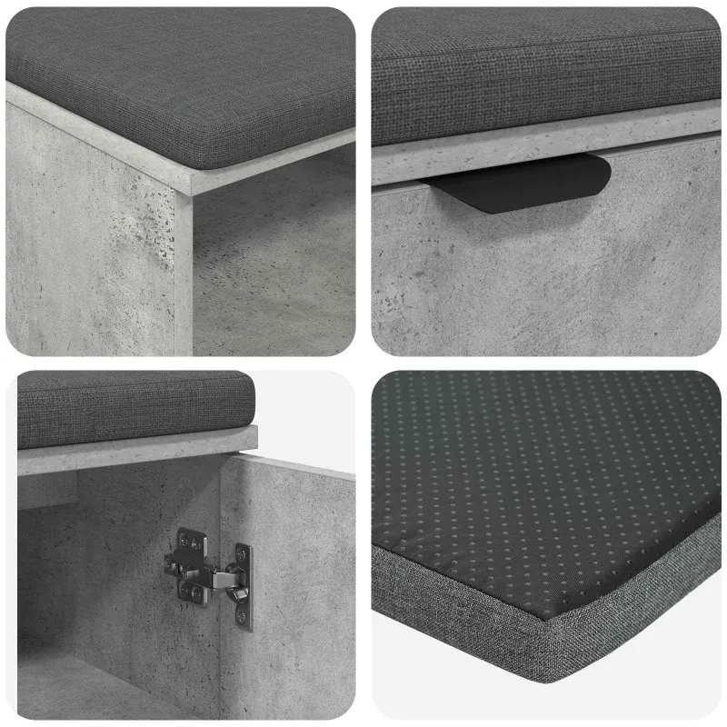 Koridoriaus suolas su pagalve Betono Pilka 60 x 38 x 46 cm