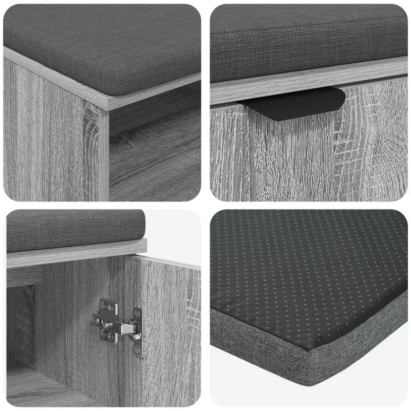 Koridoriaus suolas su pagalve Pilka Sonoma 60 x 38 x 46 cm