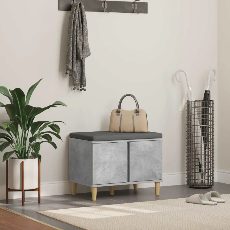 Koridoriaus suolas su pagalve Betono Pilka 60 x 38 x 46 cm