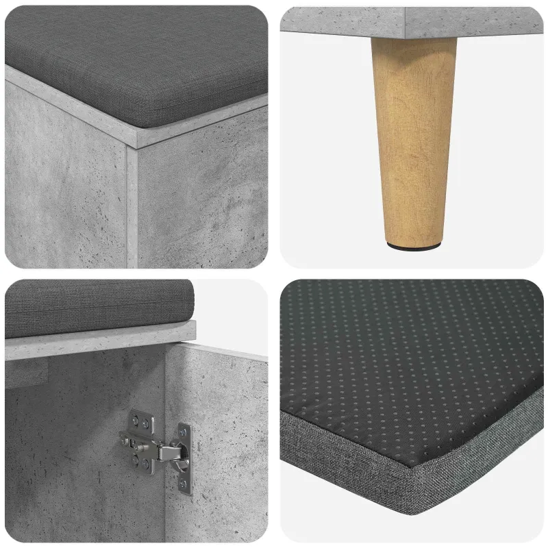 Koridoriaus suolas su pagalve Betono Pilka 60 x 38 x 46 cm