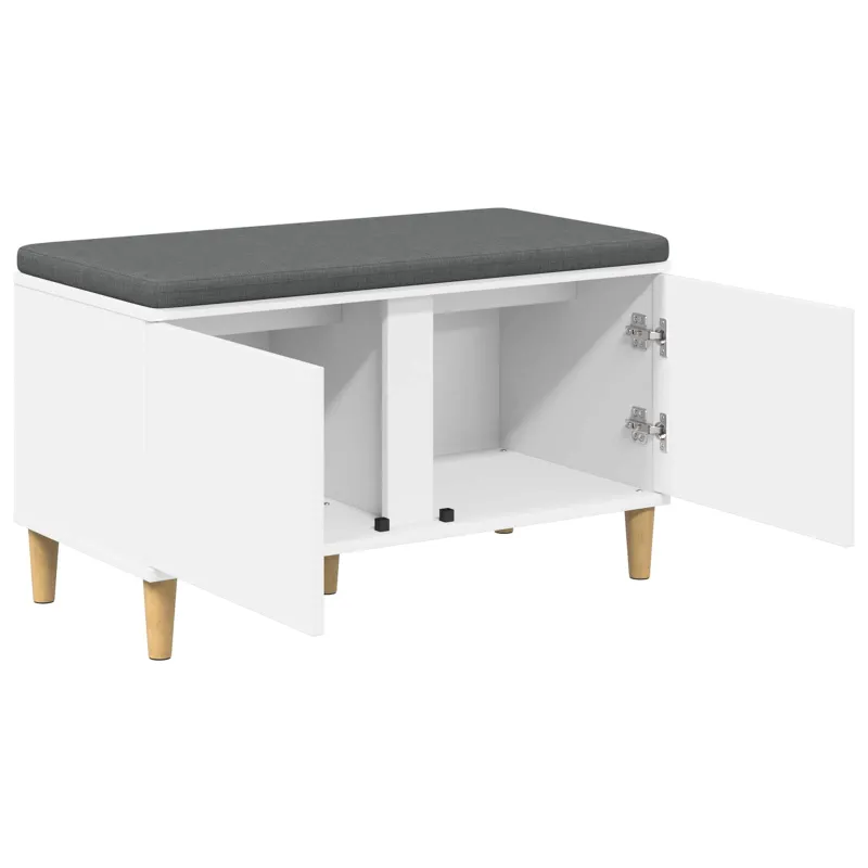 Koridoriaus suolas su pagalve su durimis Baltas 80 x 38 x 46 cm