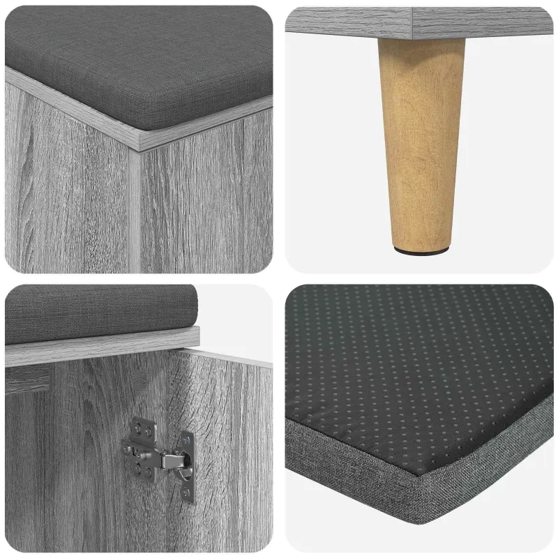 Koridoriaus suolas su pagalve Pilka Sonoma 100 x 38 x 46 cm
