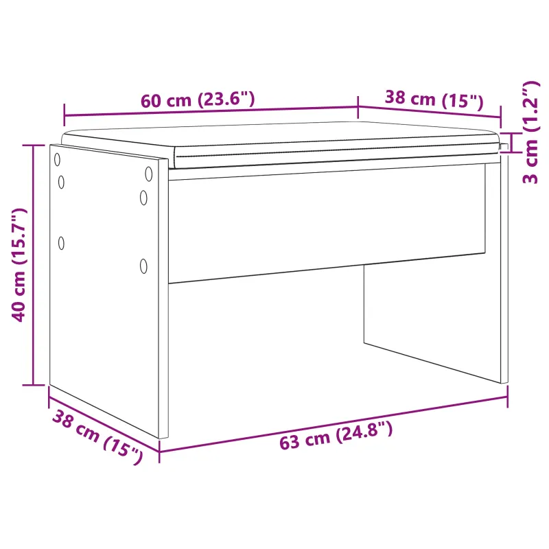 Koridoriaus suolas su pagalve Balta 63 x 38 x 40 cm