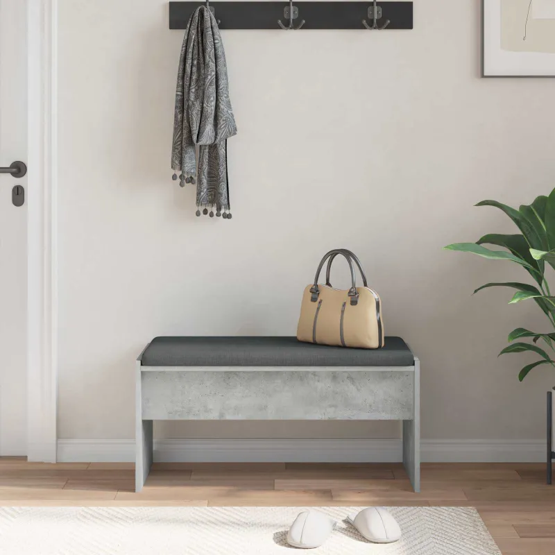 Koridoriaus suolas su pagalve Betono pilka 83 x 38 x 40 cm