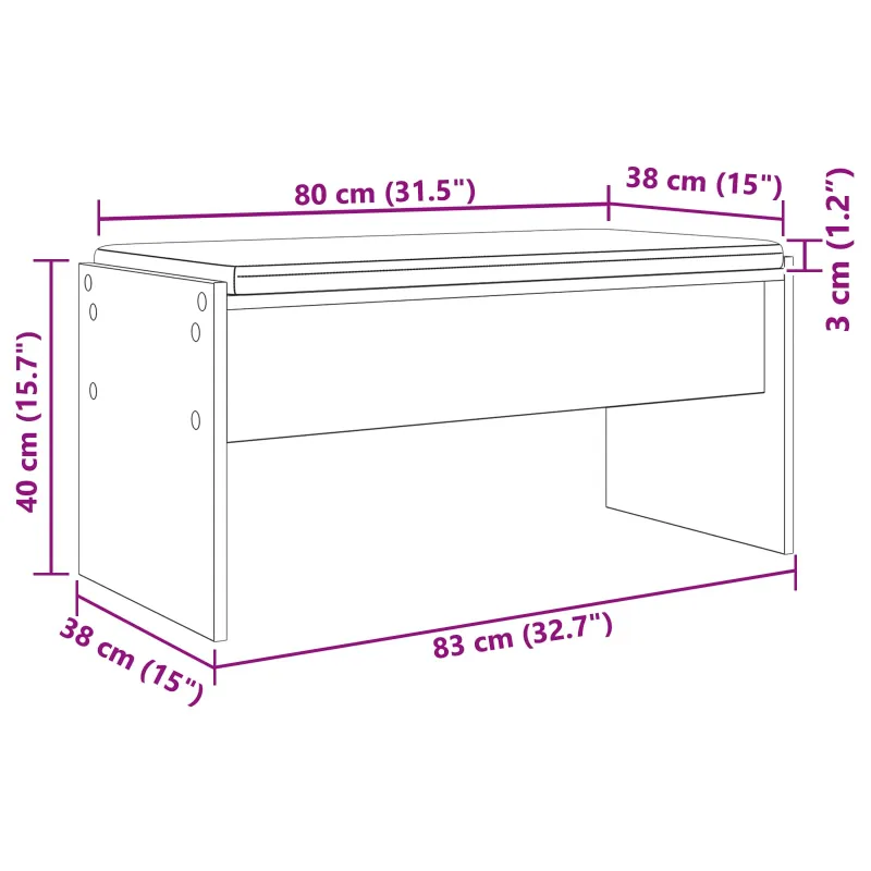 Koridoriaus suolas su pagalve Senas medis 83 x 38 x 40 cm