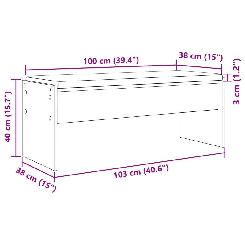 Koridoriaus suolas su pagalve Senas medis 103 x 38 x 40 cm