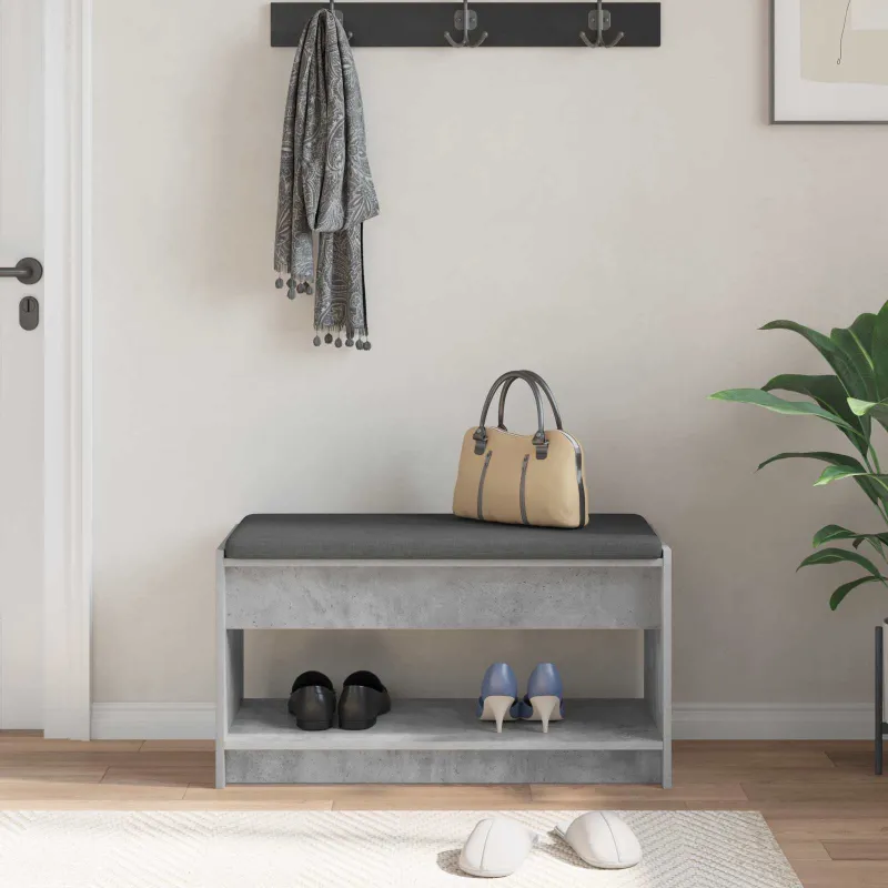 Koridoriaus suolas su pagalve Betono Pilka 83 x 38 x 45 cm