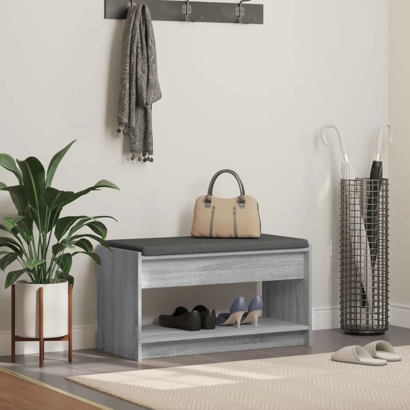 Koridoriaus suolas su pagalve Pilka Sonoma 83 x 38 x 45 cm