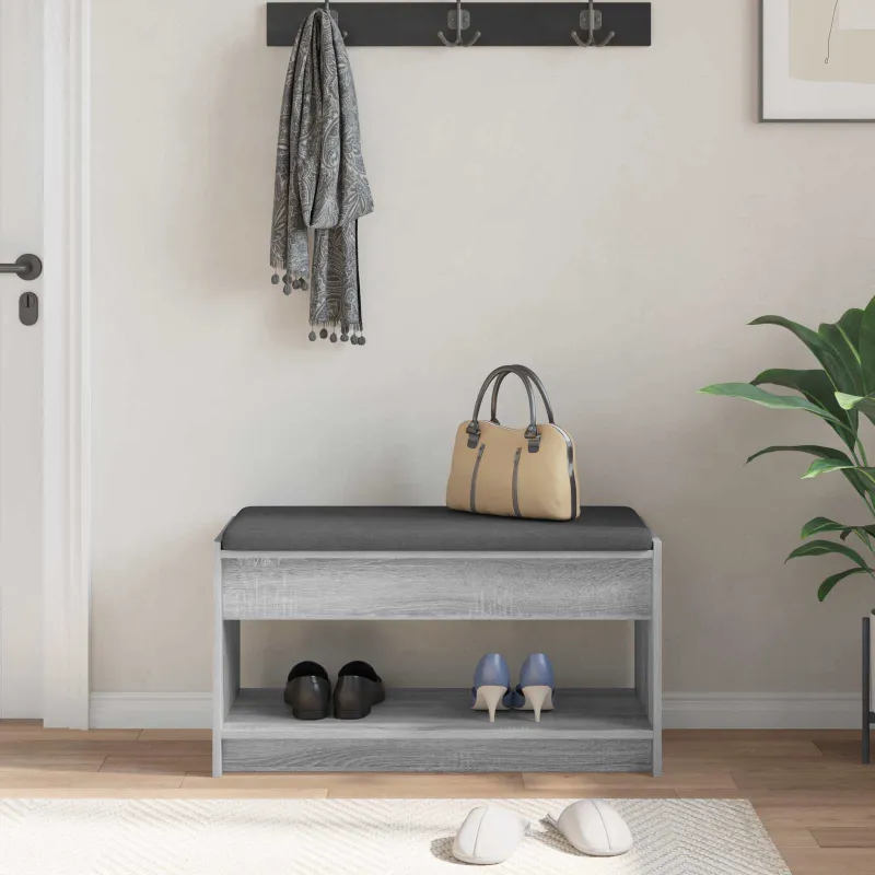 Koridoriaus suolas su pagalve Pilka Sonoma 83 x 38 x 45 cm