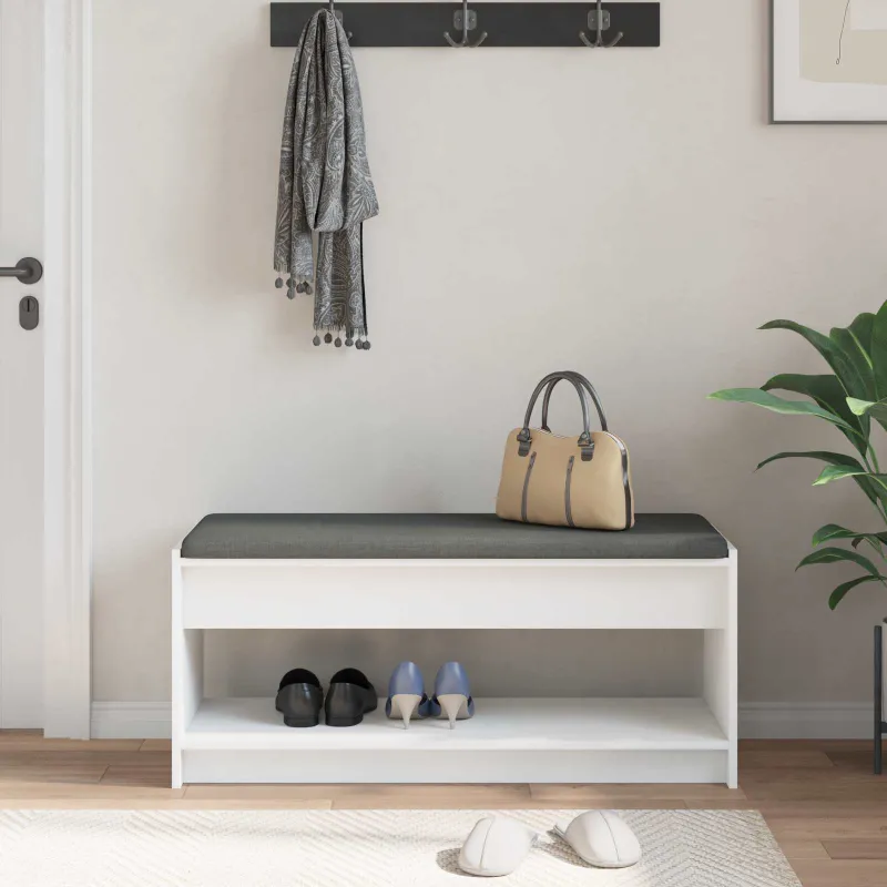 Koridoriaus suolas su pagalve Baltas 103 x 38 x 45 cm