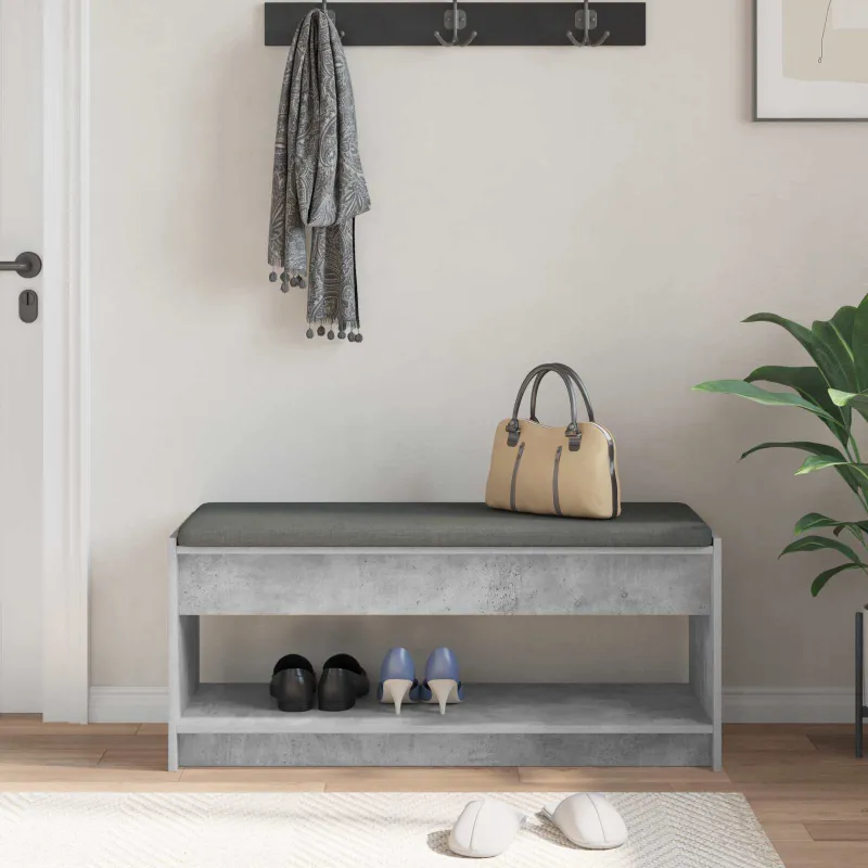 Koridoriaus suolas su pagalve Betono Pilka 103 x 38 x 45 cm