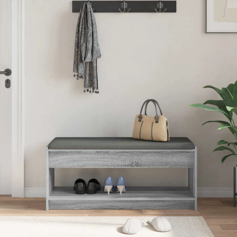 Koridoriaus suolas su pagalve Pilka Sonoma 103 x 38 x 45 cm