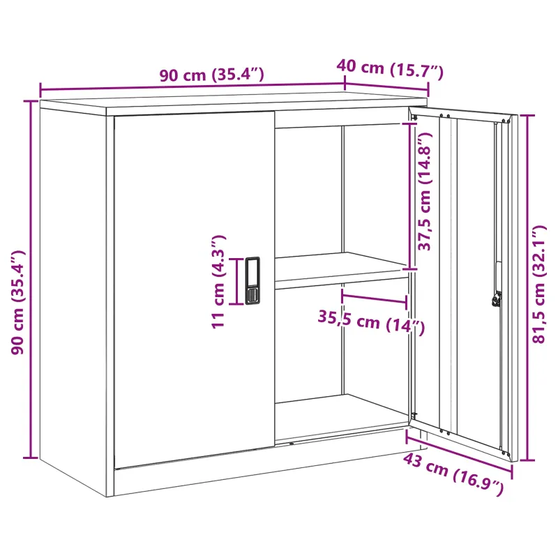 Oppbevaringsskap Antracitas 90 x 40 x 90 cm Plienas