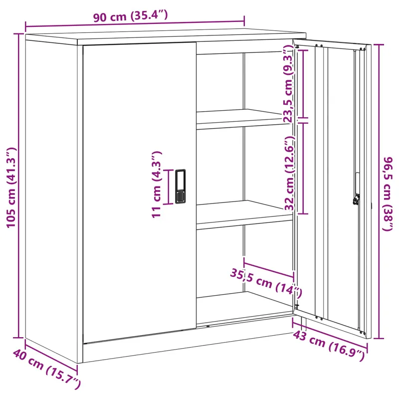 Oppbevaringsskap Antracitas 90 x 40 x 105 cm Plienas