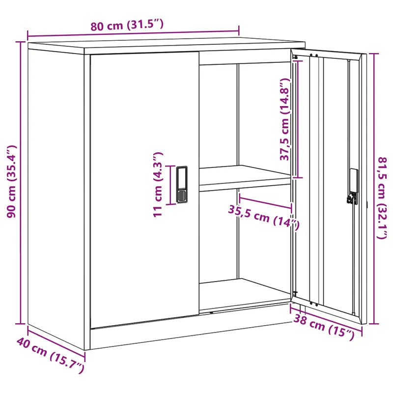 Oppbevaringsskap Juodas 80 x 40 x 90 cm Plienas