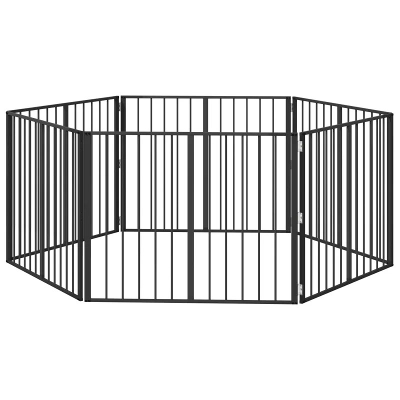Šunų vartai 6 pcs Juodas 100 x 80 cm Cinkuota plienas