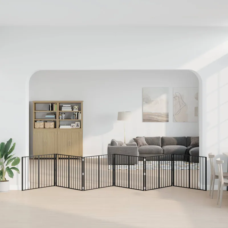 Šunų vartai 6 pcs Juodas 100 x 80 cm Cinkuota plienas