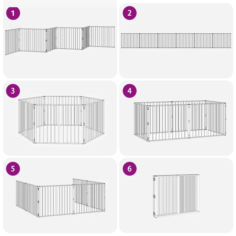 Šunų vartai 6 pcs Juodas 100 x 80 cm Cinkuota plienas